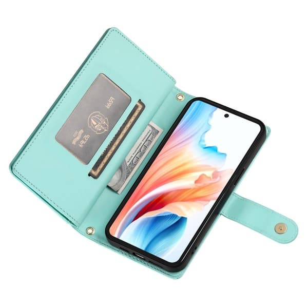 Samsung Galaxy S26 Edge Plånboksfodral Dragkedja Konstläder - Mintgrön