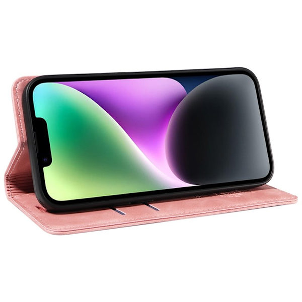 BETOPNICE 003 iPhone 15 Plus Plånboksfodral Konstläder - RFID - Rosa