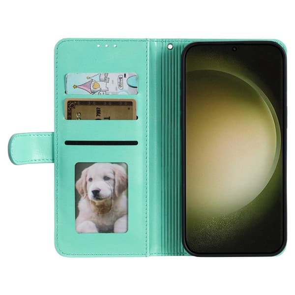 Samsung Galaxy S26 Plus Skal PU Läder 6 Kortfack - Mintgrön