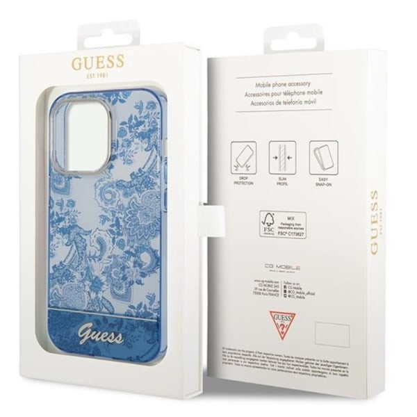 GUESS iPhone 14 Pro Max Skal Porcelain Collection - Blå