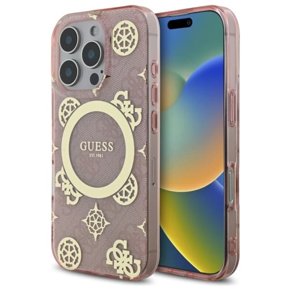Guess Mobilskal till iPhone 16 Pro MagSafe IML Peony On 4G - Rosa Rosa