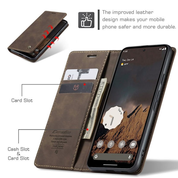 CASEME 013 Plånboksfodral för Google Pixel 9a - KonstLäder - Kaffe