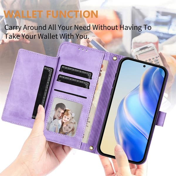 iPhone 17 Pro Max Plånboksfodral Zipper Pocket Läder - Lila Lila