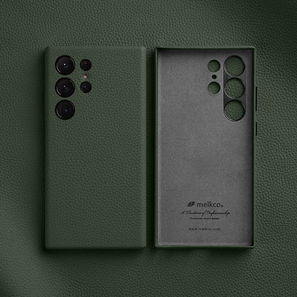 MELKCO Mobilskal till Samsung Galaxy S24 Ultra Äkta Läder + PC - Grön