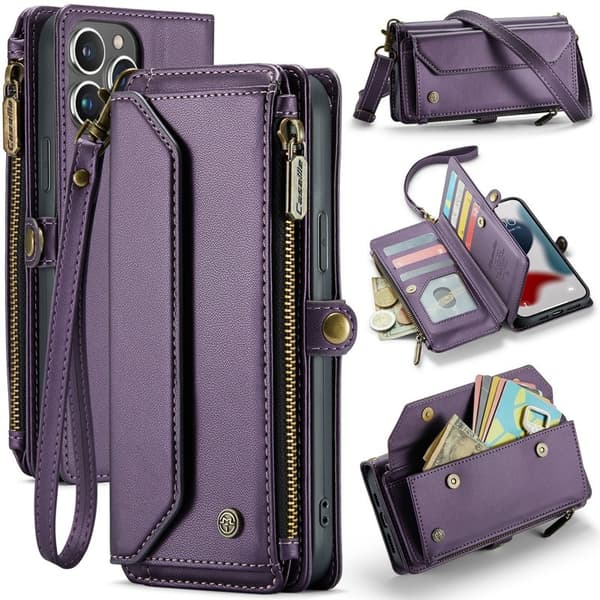 CASEME Plånboksfodral Konstläder för iPhone 13 Pro Max - Lila