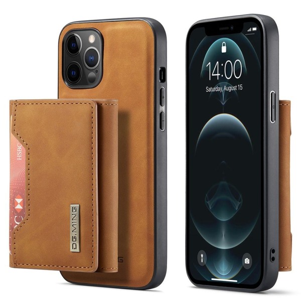 DG.MING iPhone 12 & 12 Pro Kolminkertainen lompakko jalustalla - ruskea Brown