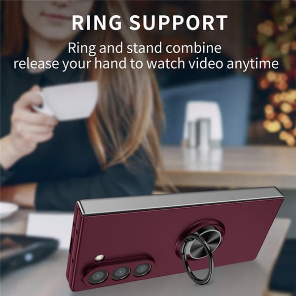 Mobilskal till Galaxy Z Fold7 5G Rotatable Ring Kickstand - Vinröd Vinröd