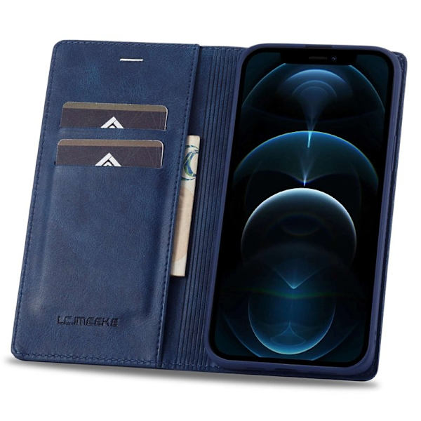 LC.IMEEKE iPhone 12 / 12 Pro Plånboksfodral Konstläder - Blå