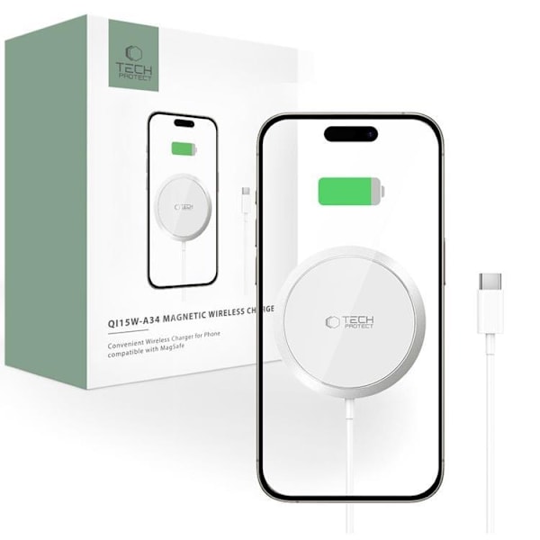 Tech-Protect Trådlös Laddare Magsafe Magnetic - Vit