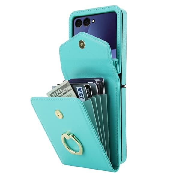 Galaxy Z Flip7 Plånboksfodral Litchi med Axelrem - Mintgrön Grön
