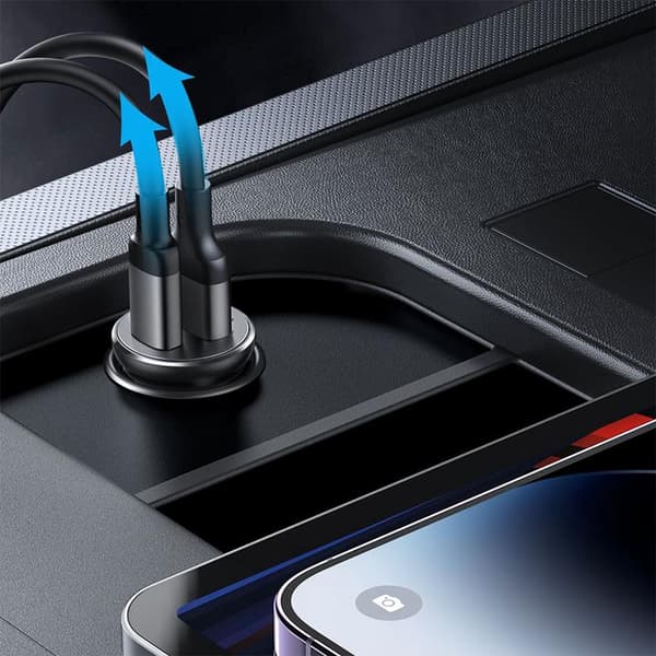 Joyroom Mini Billaddare USB-A/USB-C 30W - Svart Svart