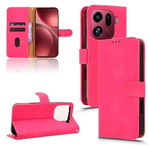 Oppo Find X9 Pro 5G Plånboksfodral Konstläder Skydd - Rosa