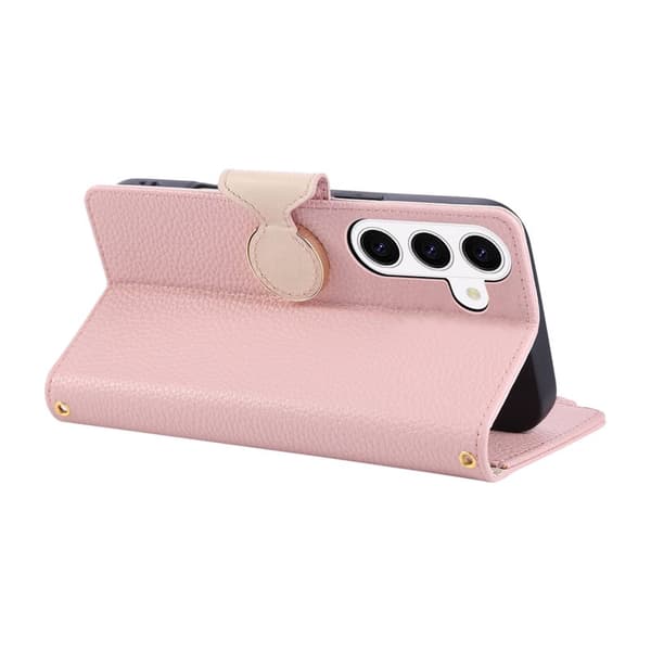 Plånboksfodral för Samsung Galaxy S26 Plus Konstläder med rem - Rosa