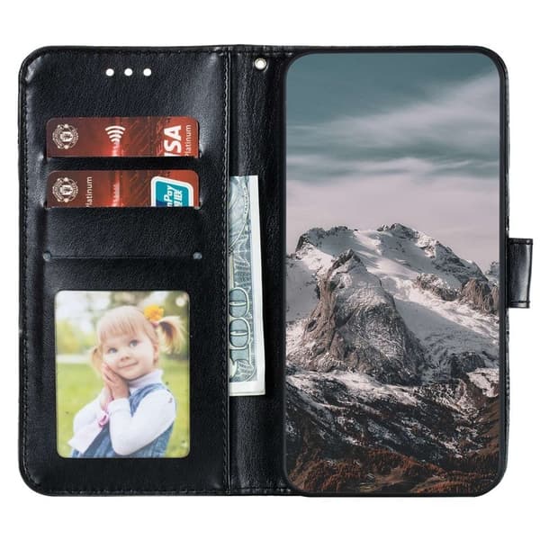Samsung Galaxy S26 Plånboksfodral Konstläder Mandala Tryck - Svart