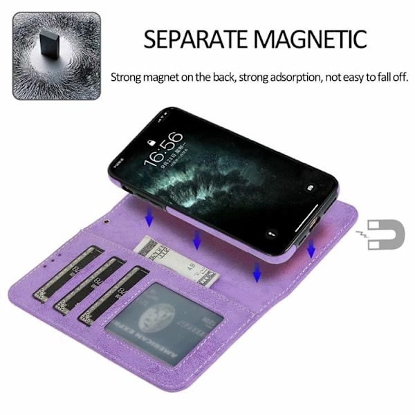 iPhone 14 Pro Max Plånboksfodral 2-in-1 Detachable - Lila