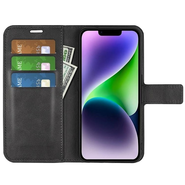 iPhone 15 Plus Plånboksfodral Calf Flip Folio - Svart Svart