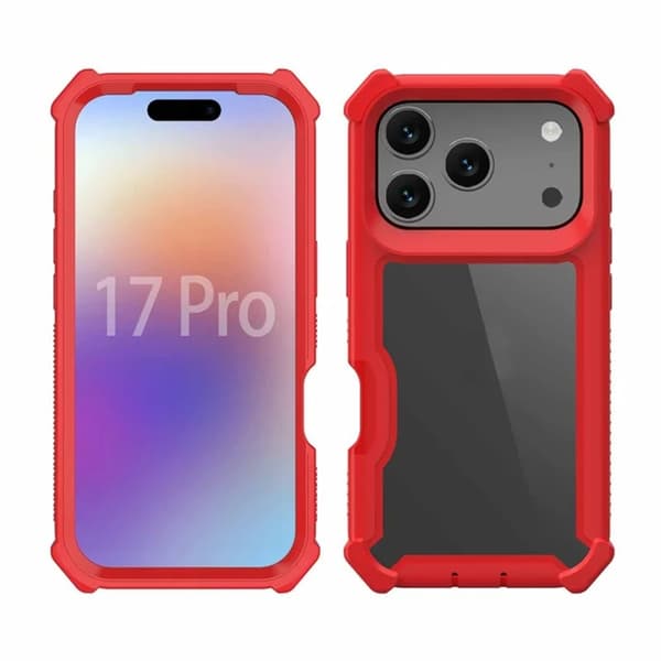 Mobilskal till iPhone 17 Pro TPU + PC Shockproof - Röd Röd