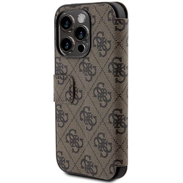 Guess iPhone 15 Pro Plånboksfodral Metall Logo - Brun Brun