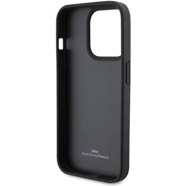 BMW iPhone 15 Pro Max -puhelinkuori nahkaa, tikattu - musta Black