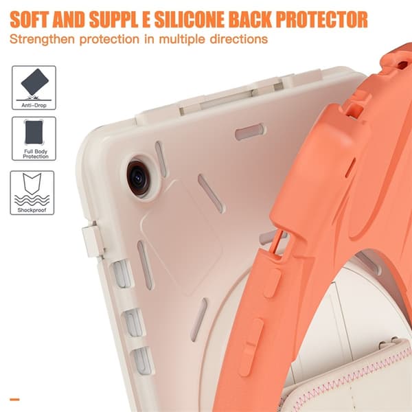 Mobilskal till Galaxy Tab A9 Plus Silikon Rotary Kickstand Orange