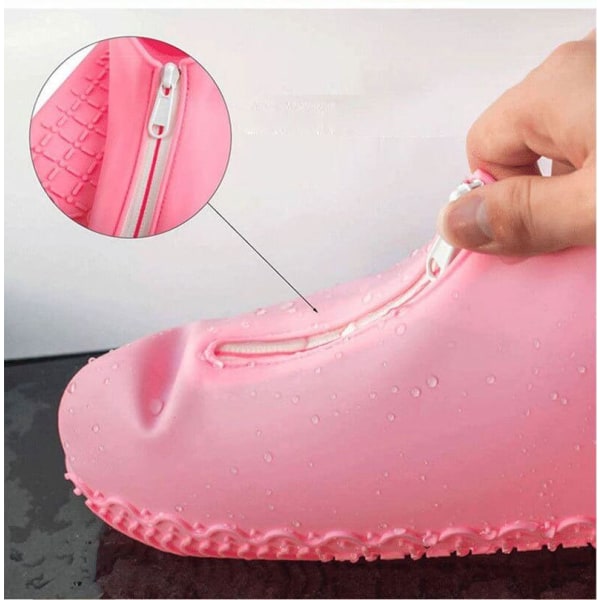 Vandtætte skoovertræk med lynlås - Medium - Str. 33-38 - Pink