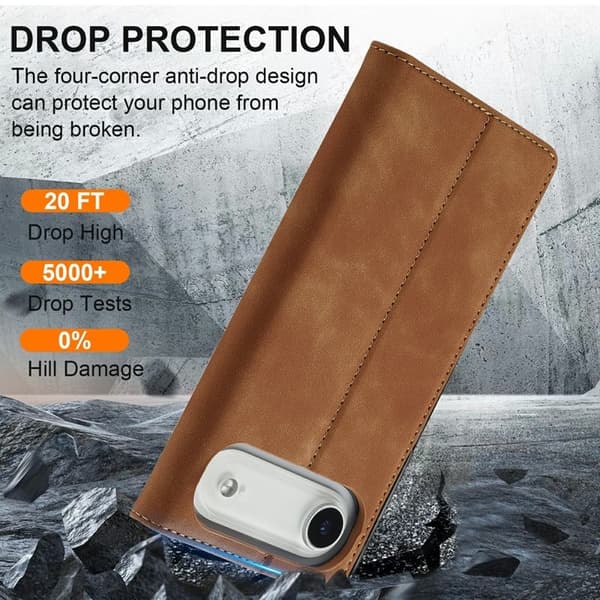 LC.IMEEKE iPhone Air Plånboksfodral Konstläder- Brun