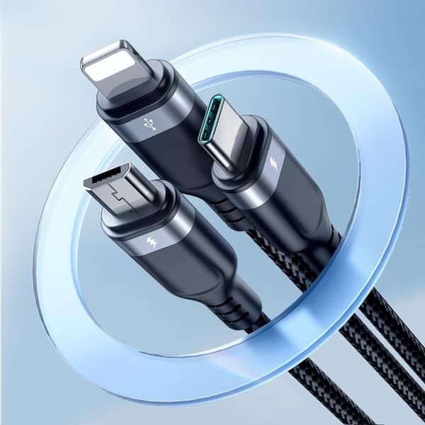 Joyroom USB-C/Lightning/Micro USB -kaapeli 3-in-1 Multi-Use 30cm Black