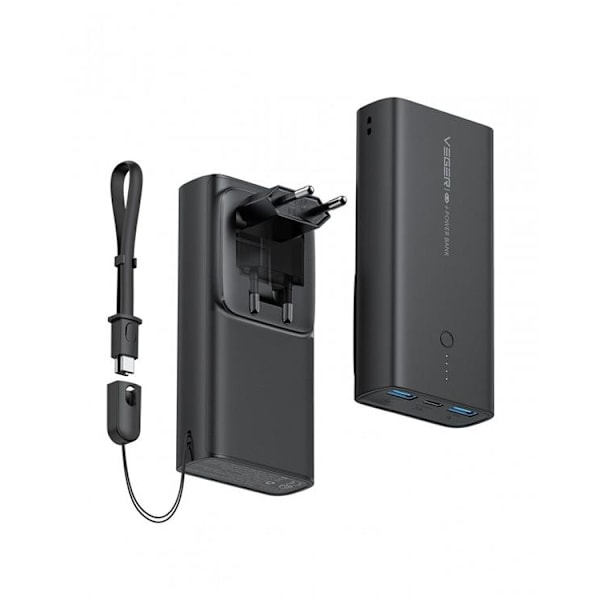 VEGER Powerbank 10000 mAh PD QC 3.0 20W ACE100 - Svart