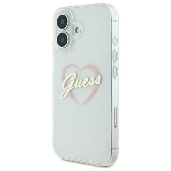 Guess Telefontaske til iPhone 16 Plus IML Hjerte - Gennemsigtig Transparent