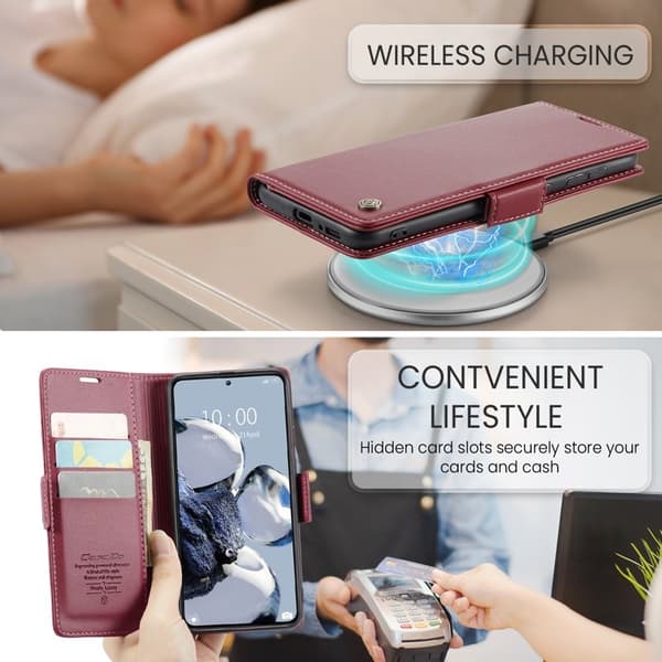 CASEME Plånboksfodral Konstläder för Xiaomi 12T 5G - Röd