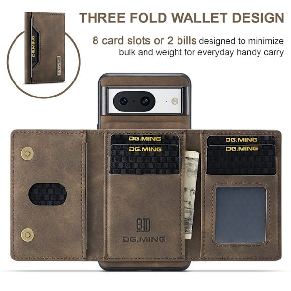 DG.MING M2 Series Google Pixel 8 Plånboksfodral Konstläder Brun