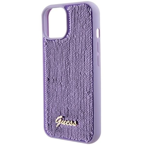 Guess iPhone 15 Mobilskal Sequin Script Metal - Lilla Lila