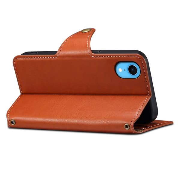 DENIOR iPhone XR Plånboksfodral Konstläder med Konstlädertextur - Brun