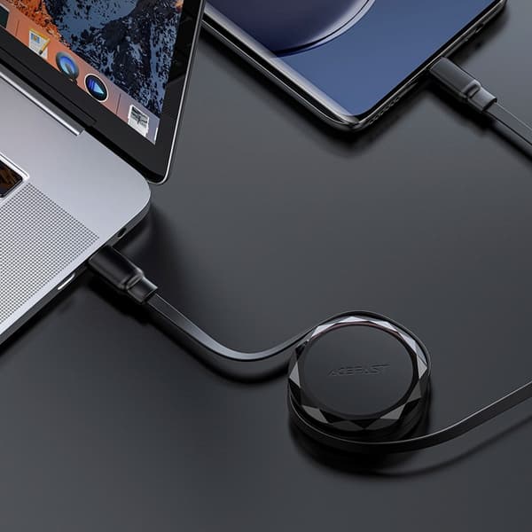 Acefast udtrækkeligt C13-03 USB-C til USB-C 60W kabel Black