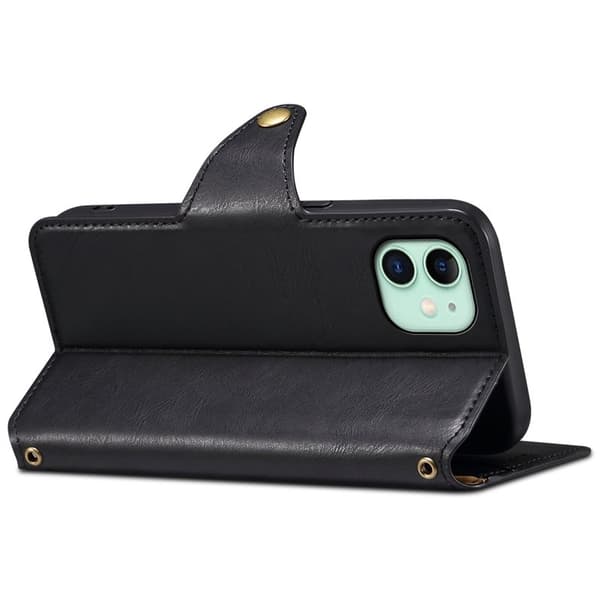 DENIOR iPhone 11 Plånboksfodral Konstläder Stötbeständig - Svart