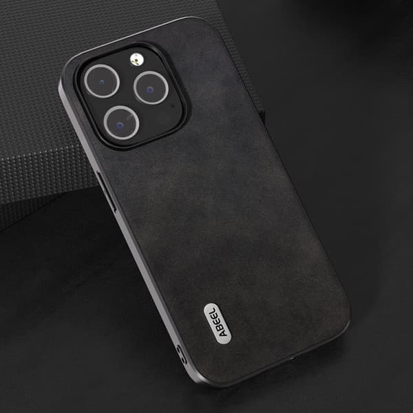 ABEEL Mobilskal till iPhone 15 Pro Drop Proof PU Läder Svart