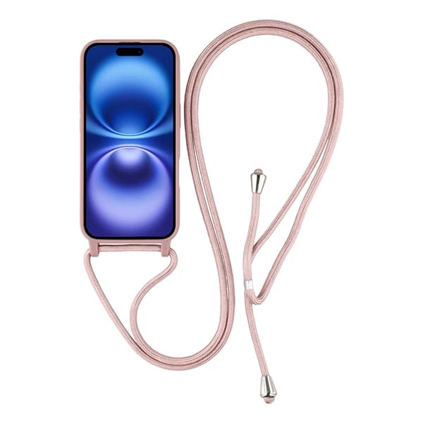 Mobilskal till iPhone 17 TPU Shockproof med Lanyard - Djuprosa Rosa