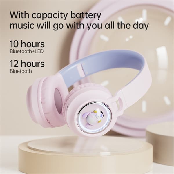 FINGERTIME Over-Ear Hörlurar för Barn Bluetooth BT5.3 Q1 - Rosa Rosa