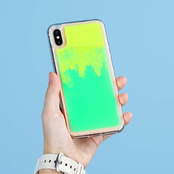 Liquid Neon Sand -kuori iPhone Xs Maxille - Vihreä Green
