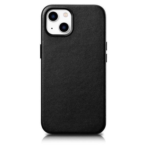 iCarer iPhone 14 Plus -kuori aitoa nahkaa MagSafe-yhteensopiva - musta