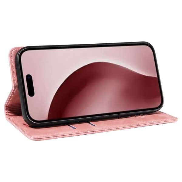 BETOPNICE 003 iPhone 16 Pro Plånboksfodral Konstläder - Rosa