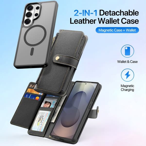 Dux Ducis Plånboksfodral för Samsung Galaxy S26 Ultra Äkta läder Svart