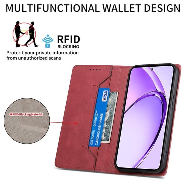 ABEEL Samsung Galaxy S26 Edge Plånboksfodral RFID Skydd Konstläder - Röd