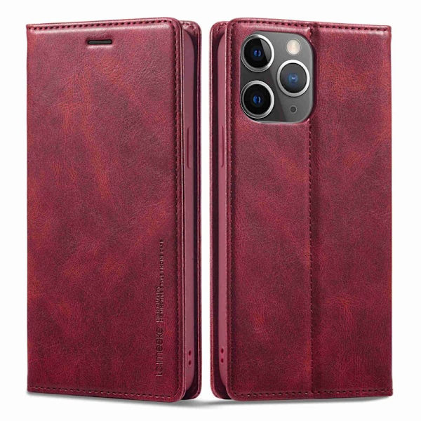 LC.IMEEKE iPhone 11 Pro Max Plånboksfodral Konstläder - Röd