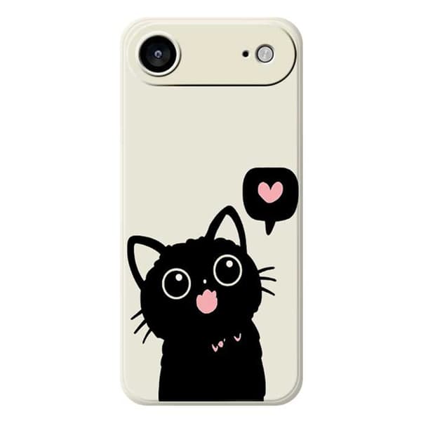 Mobilskal till iPhone Air Love Black Cat Pattern - Beige Beige