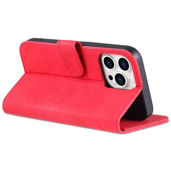 AZNS iPhone 16 Pro Max Plånboksfodral Konstläder - Röd