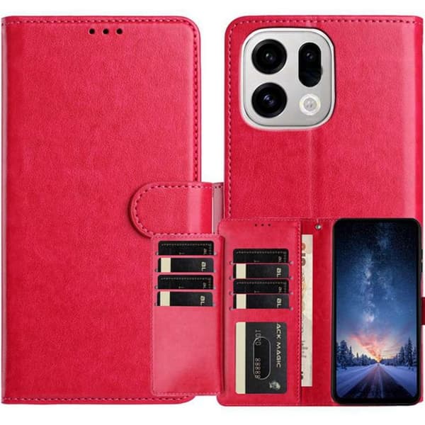 Oppo Find X9 Pro 5G Ställ Plånboksfodral Konstläder - Rosa