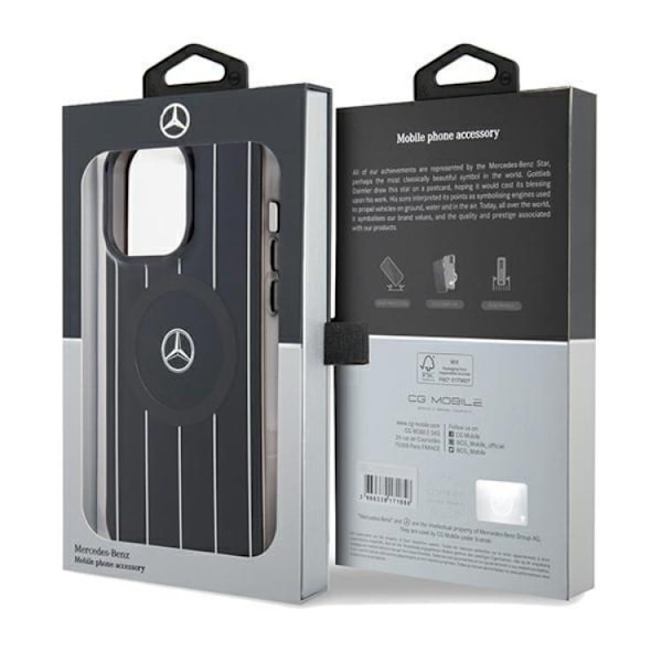 Mercedes iPhone 15 Pro Mobilskal MagSafe Double Layer Crossed Lines Svart