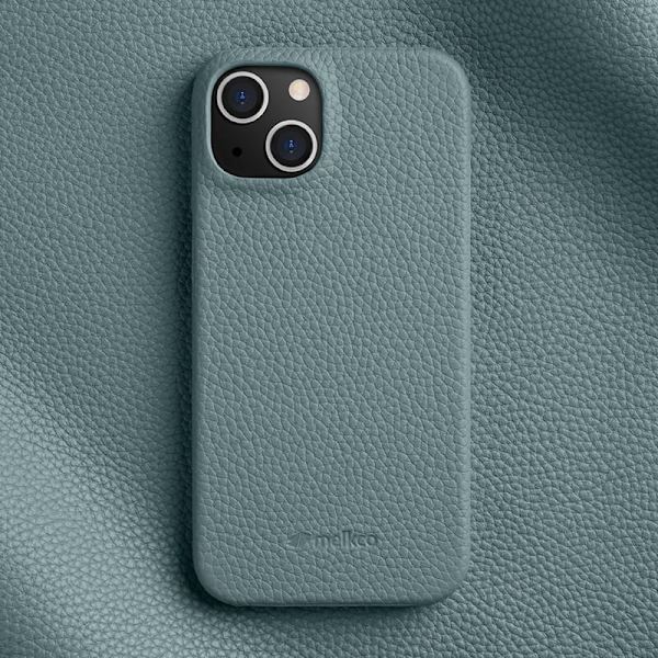 MELKCO Mobilskal till iPhone 13 mini Äkta läder PC - Linneblå