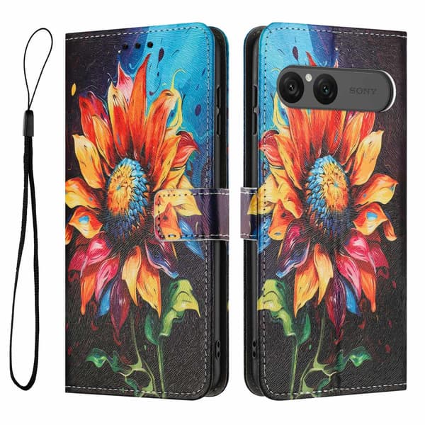 Sony Xperia 10 VII Konstläder Plånboksfodral Pattern Printing - Sunflower Flerfärgad